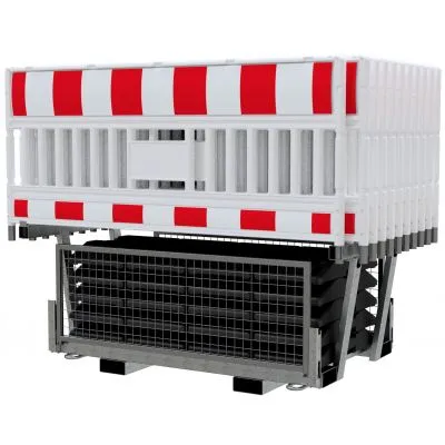 SET  mit 20 Absperrschrankengitter und 21 Fußplatten auf Twinpalette