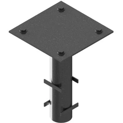 Bodenhülse mit Befestigungsplatte für Hauptstütze Bodenhülse mit Befestigungsplatte für Hauptstütze