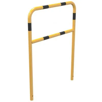 Rohrbügel aus Stahlrohr gelb / schwarz mit Querholm zum Einbetonieren