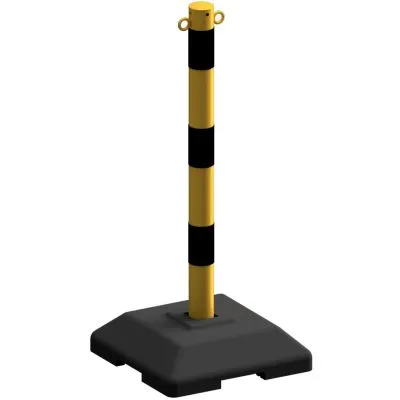 Kettenständer aus Ø 60 mm Stahlrohr gelb / schwarz  quardratischen Fuß