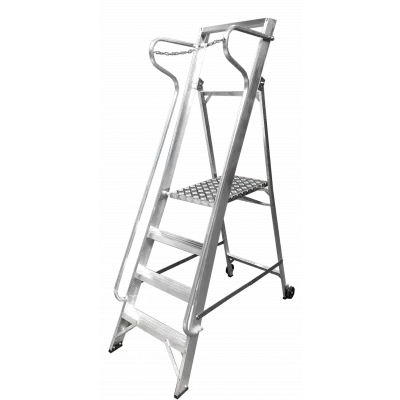 Professionelle EN131 Aluminium-Trittleiter mit Handläufen Professionelle EN131 Aluminium-Trittleiter mit Handläufen