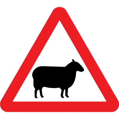 Schafe, Straßenschild